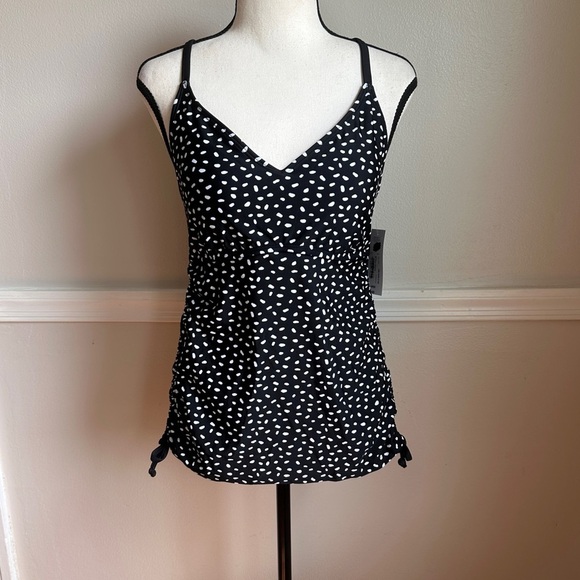 3/$20💥 a.n.a. Tankini Swimsuit Top Padded Polka Dot Tummy Control NWT - Picture 3 of 14